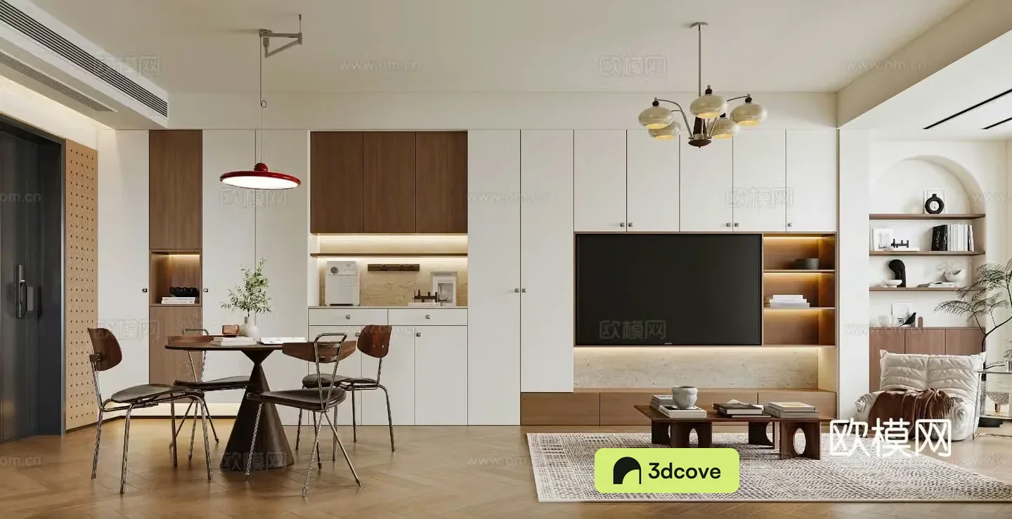 Middle style Bauhaus living and dining Bauhaus sofa Bauhaus dining table and chair Bauhaus chandeliers 3D model