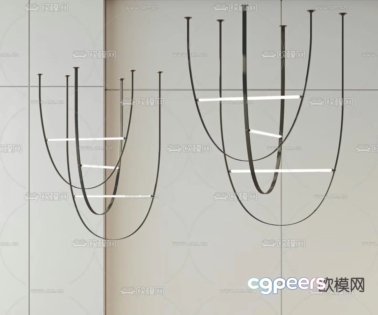 Line chandelier lobby chandelier 3d model