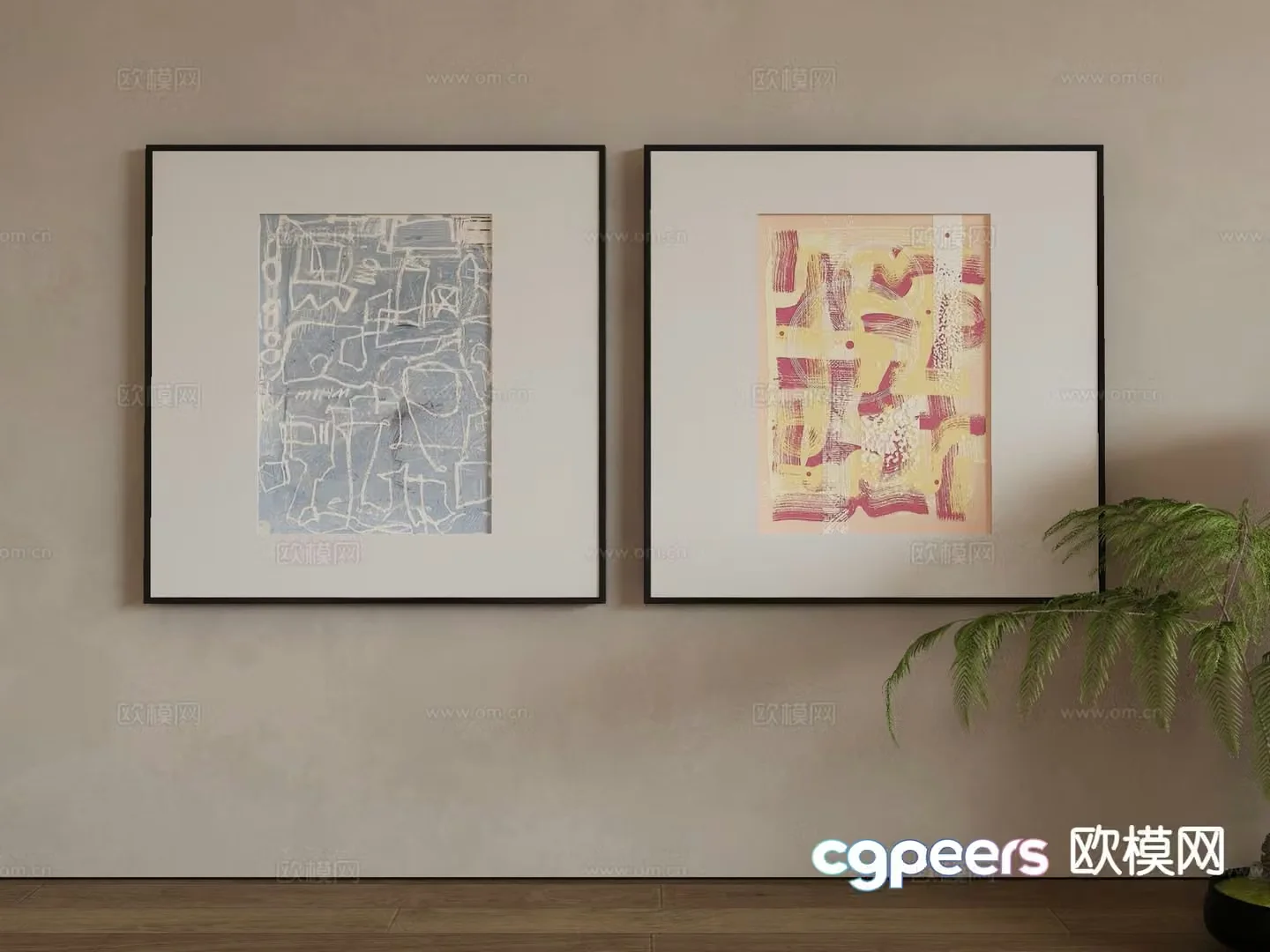 Modern decorative painting abstract painting 3d model
