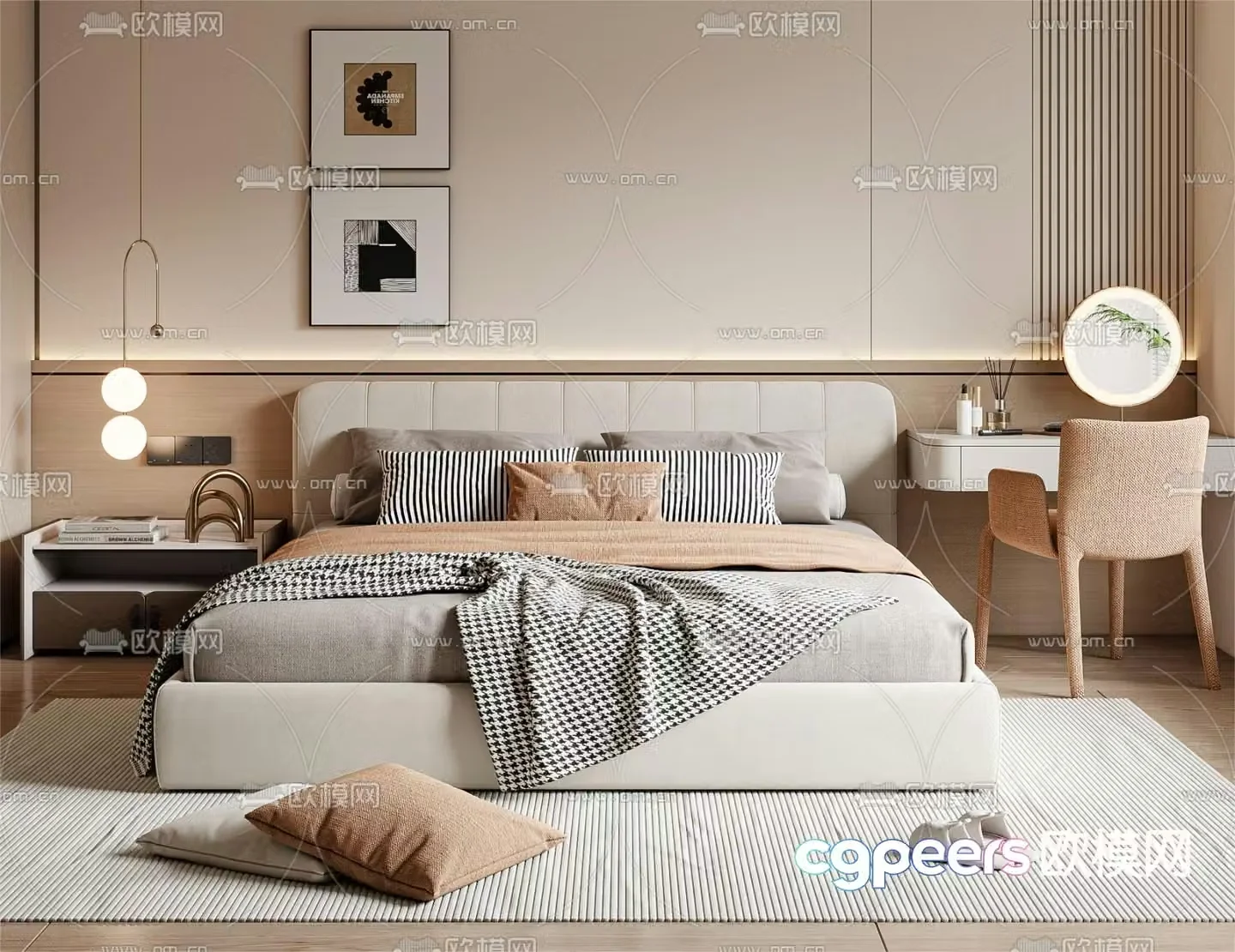 Modern double bed 3d model