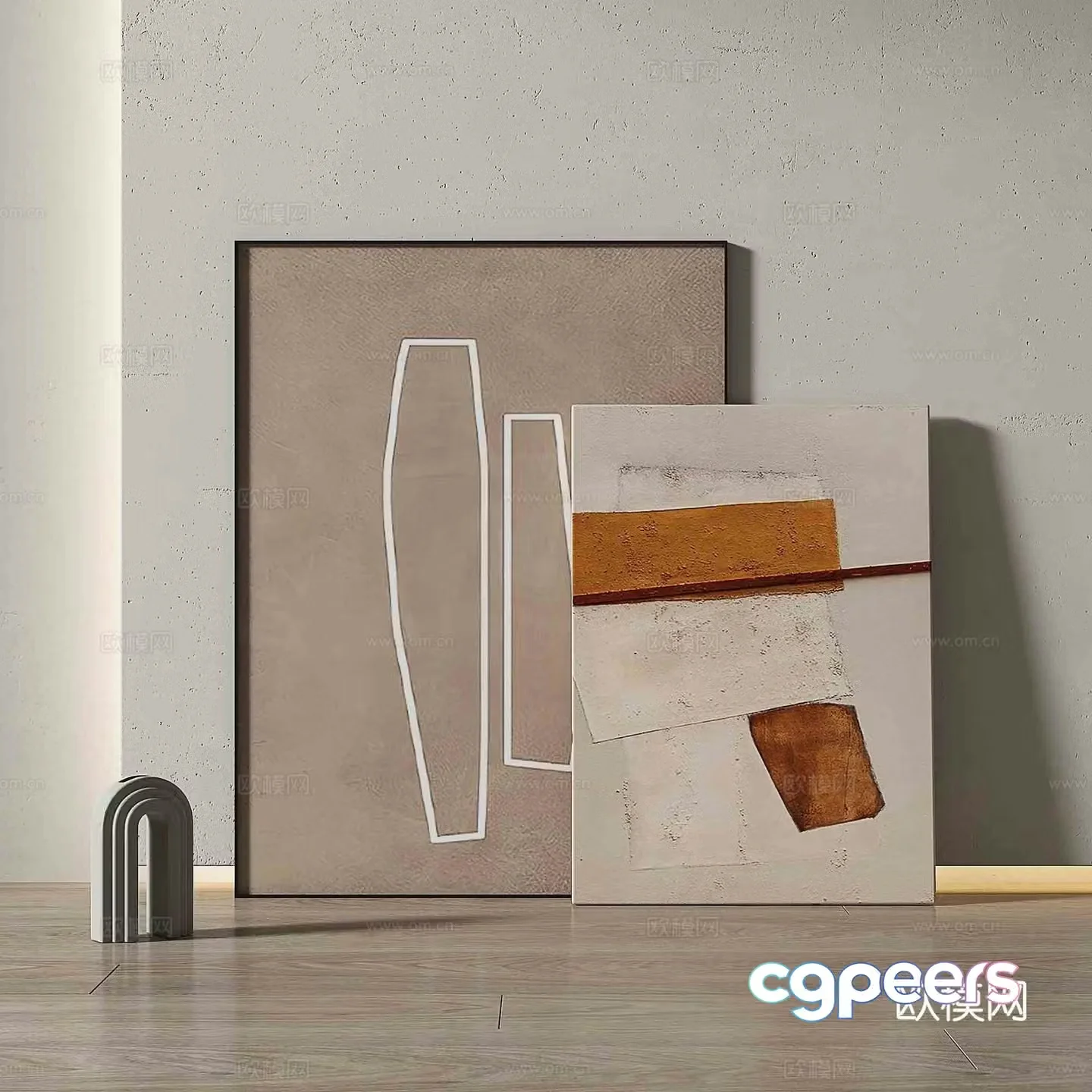 Modern texture painting decorative painting 3d model