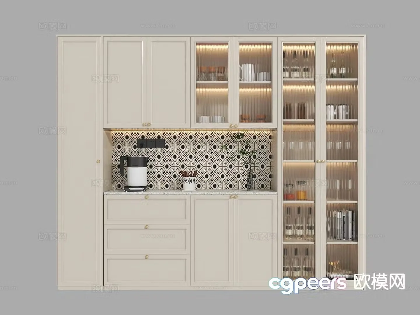 French wine cabinet sideboard 3d model