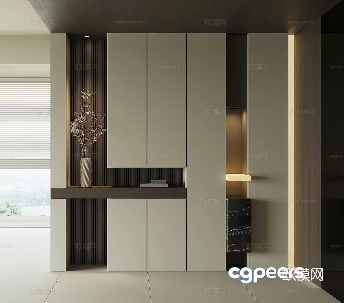 Modern home entrance shoe cabinet 3D model