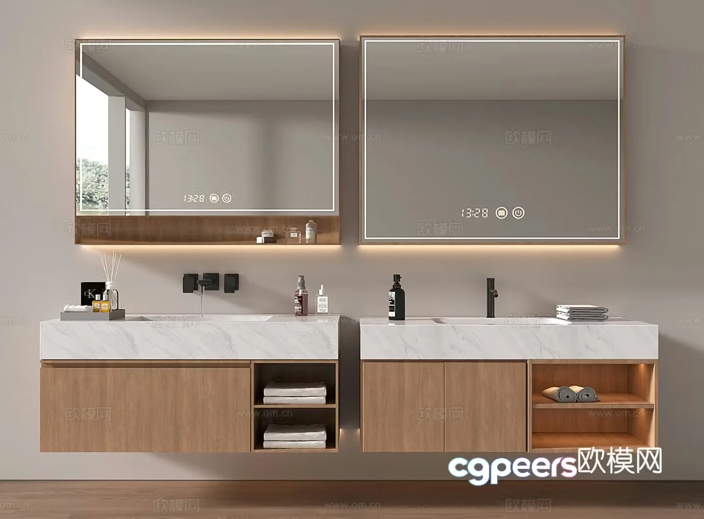 Modern bathroom cabinet bathroom cabinet hanging bathroom cabinet mirror 3d model