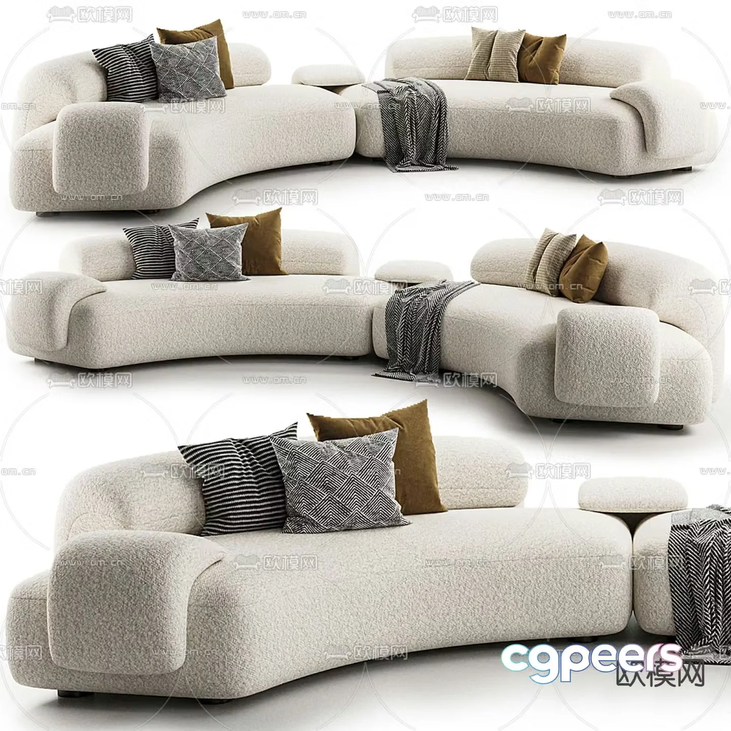 Castelli special shaped sofa curved sofa 3d model