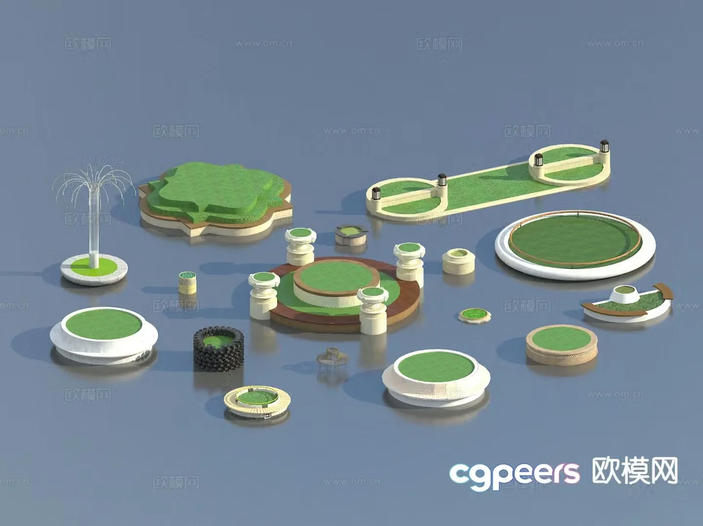 Circular tree pool landscape sketch 3D model