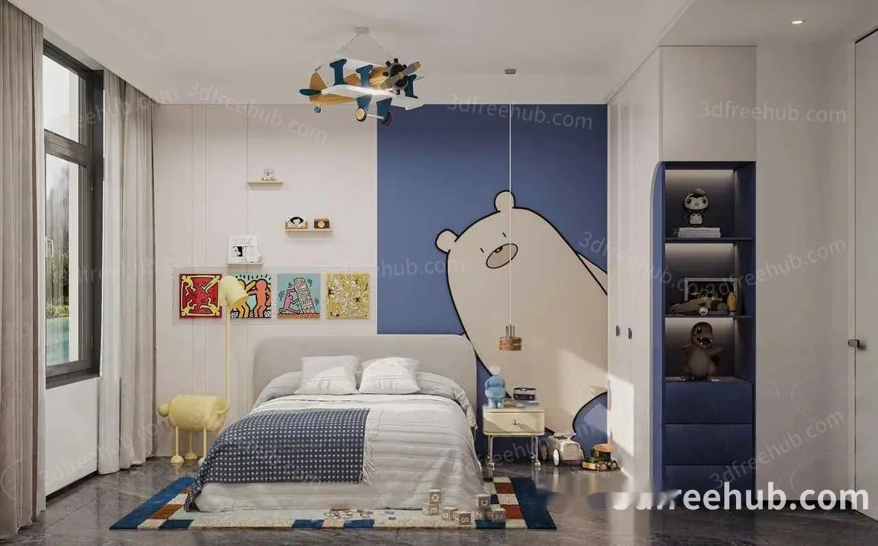 Cozy Kid’S Bedroom 3D Model – 22644 – VRAY Render
