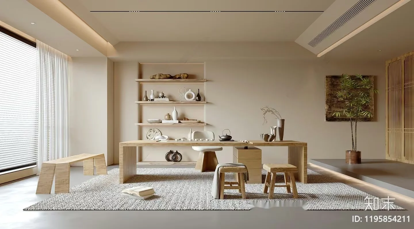 Modern Minimalist Dining Area 3D Model – 10452 – CORONA Render