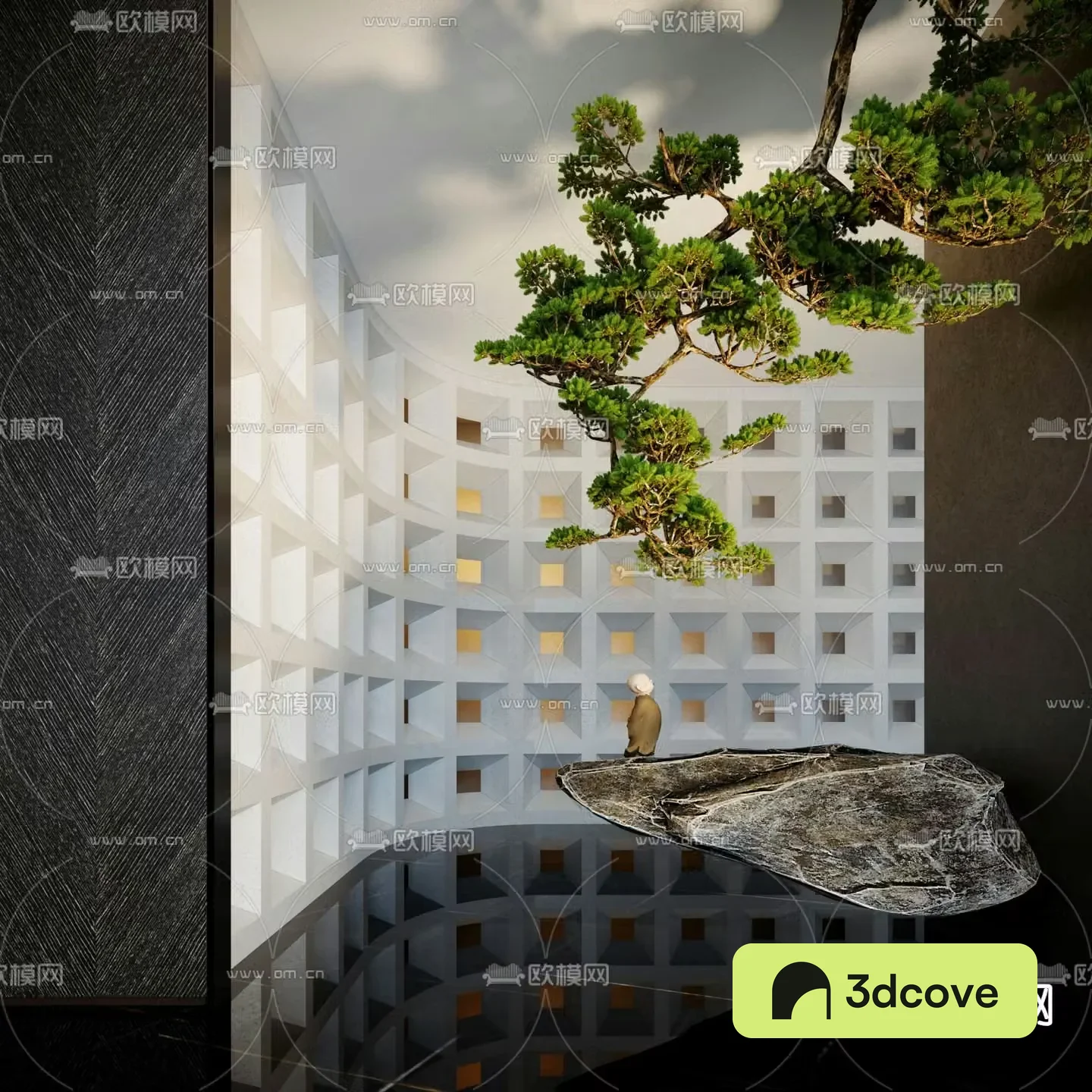 New Chinese style indoor landscape pine tree landscaping