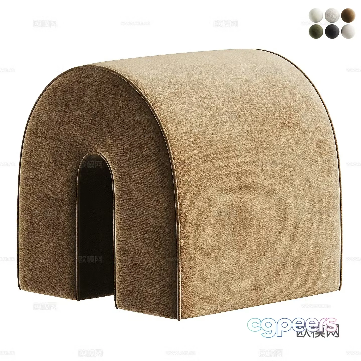 Modern cream wind sofa stool 3D model