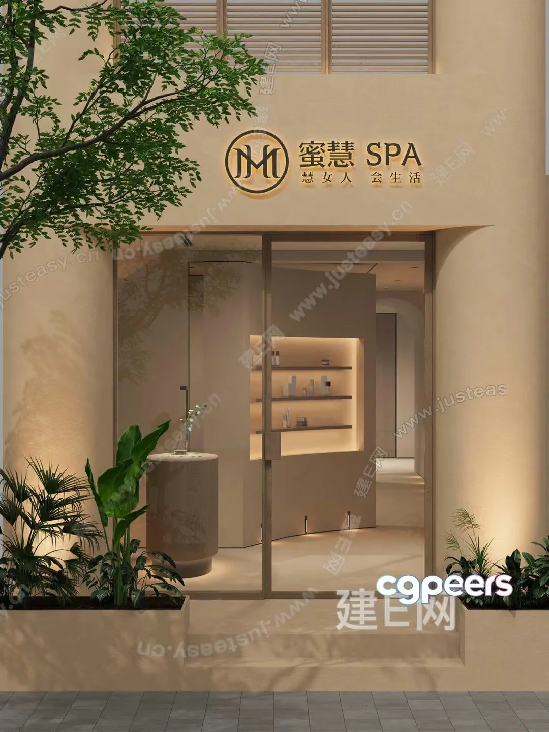 A Spa Storefront 3D Model – 4584 – VRAY Render