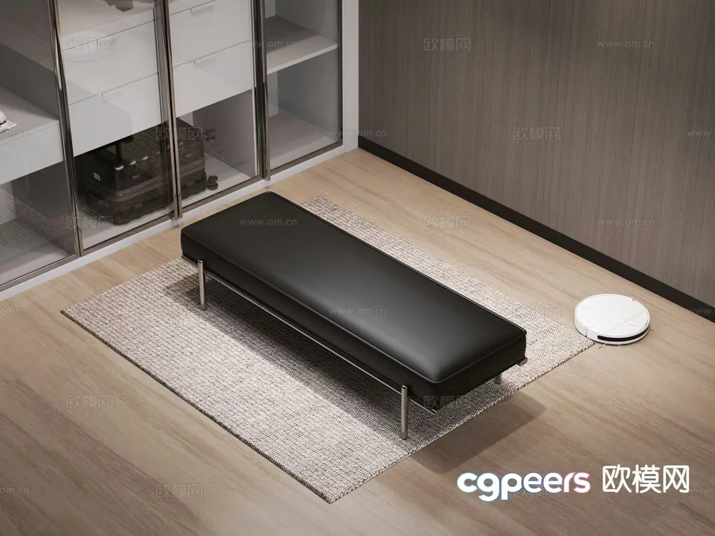 Modern stool shoe changing stool leather sofa 3d model