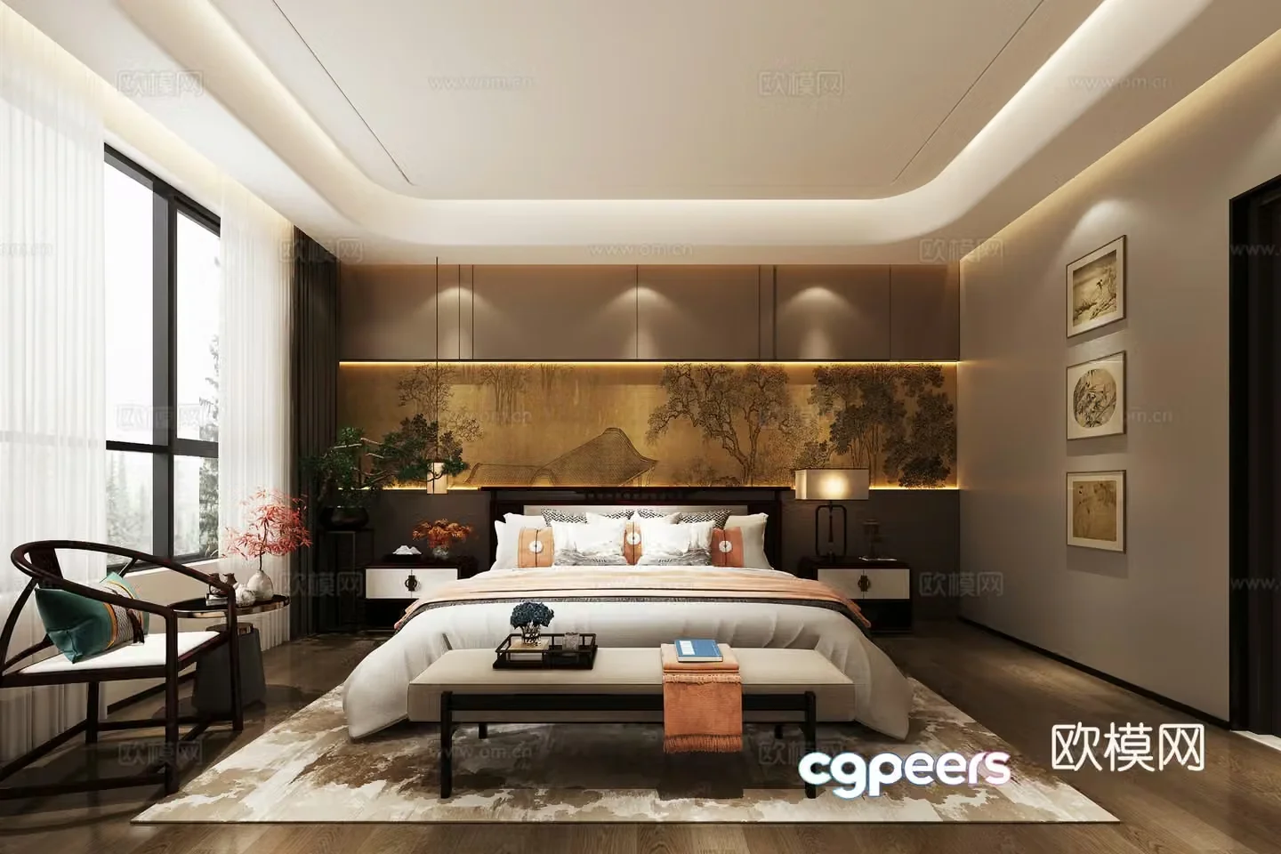 New Chinese style bedroom bathroom cloakroom 3d model