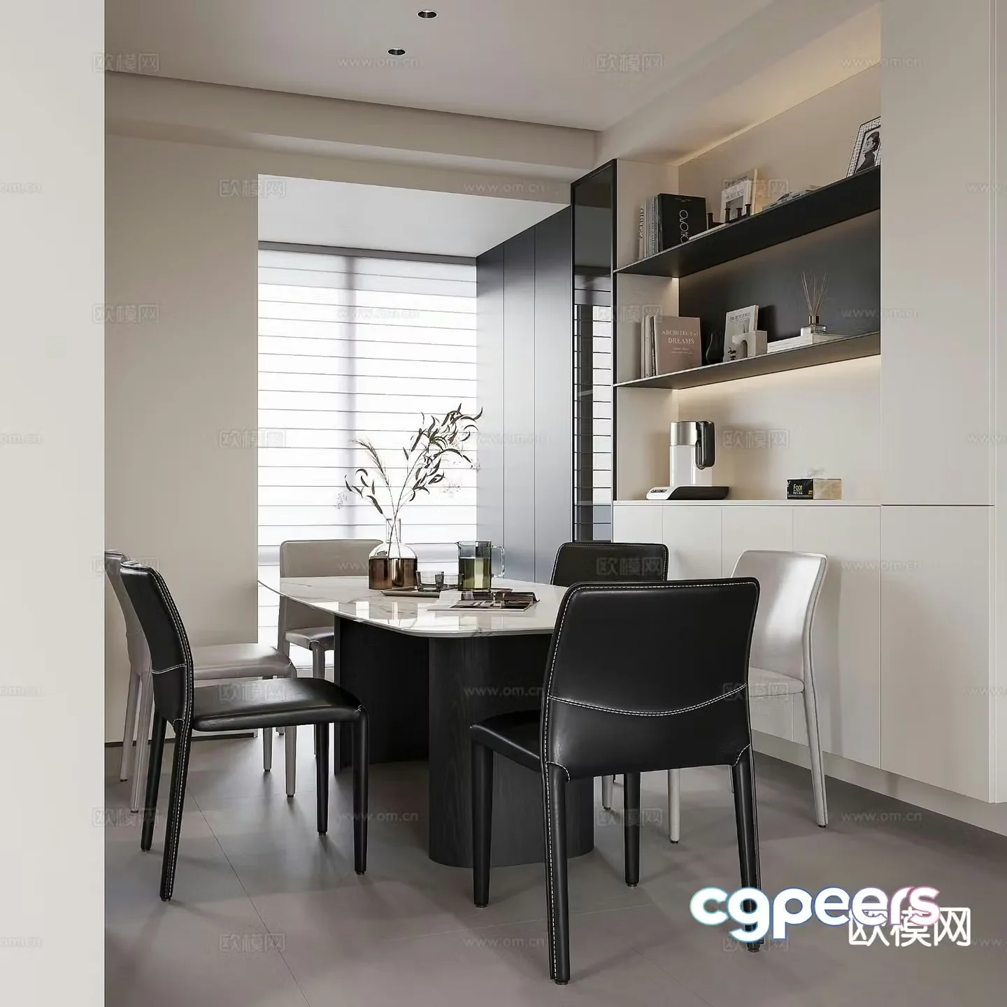 Modern minimalist restaurant 3d model