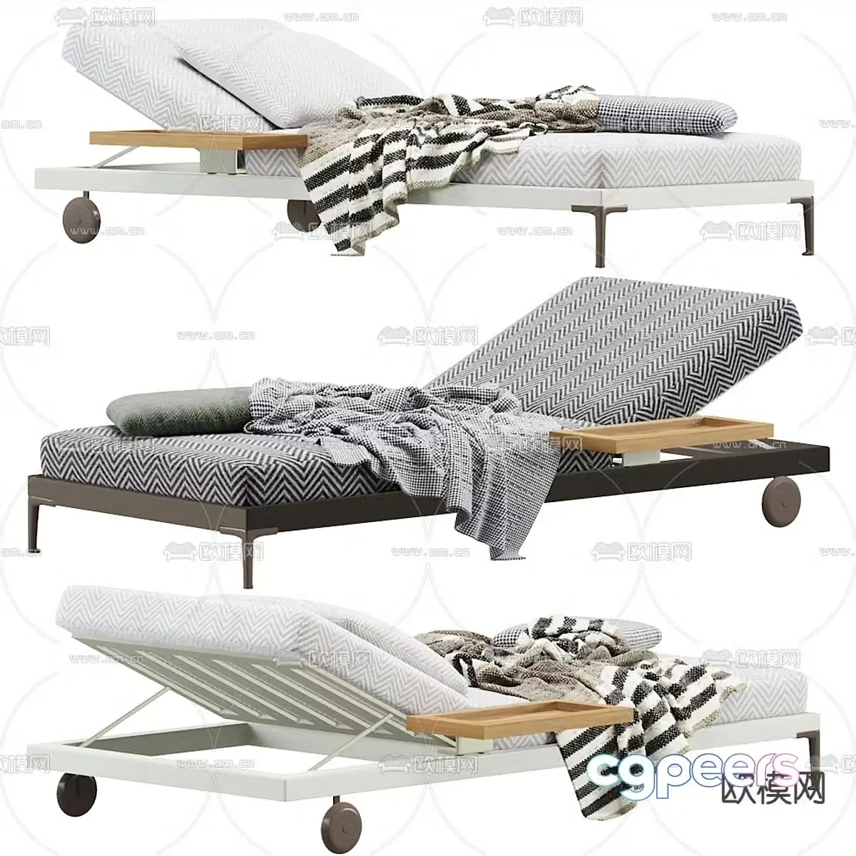 Outdoor lounge chair beach lounge chair sun lounger 3d model