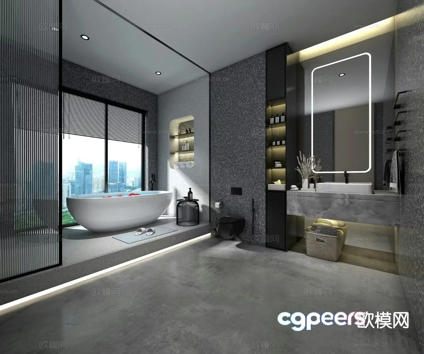 Premium gray bathroom bathroom 3d model