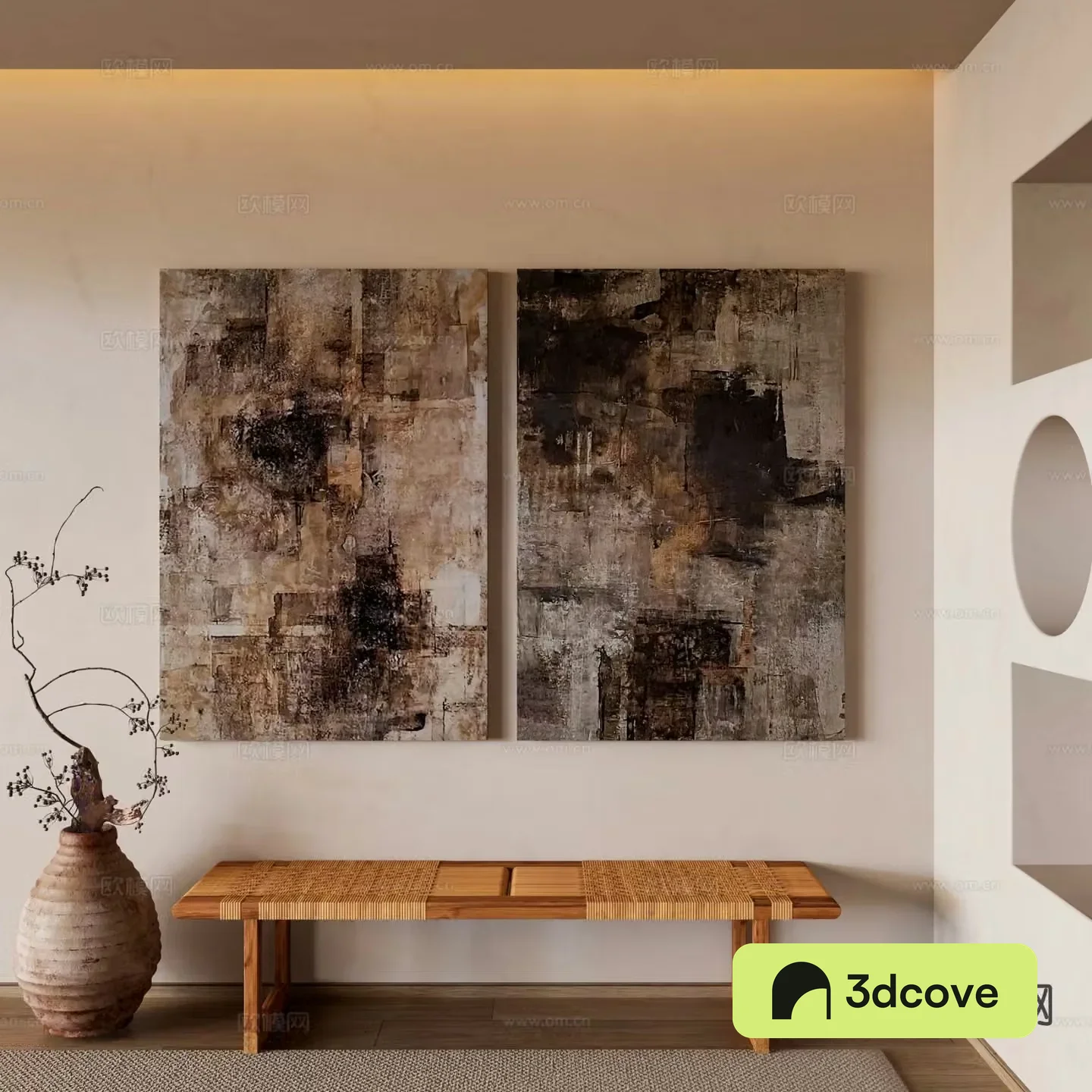 Wabi-sabi style frameless painting texture painting decorative painting