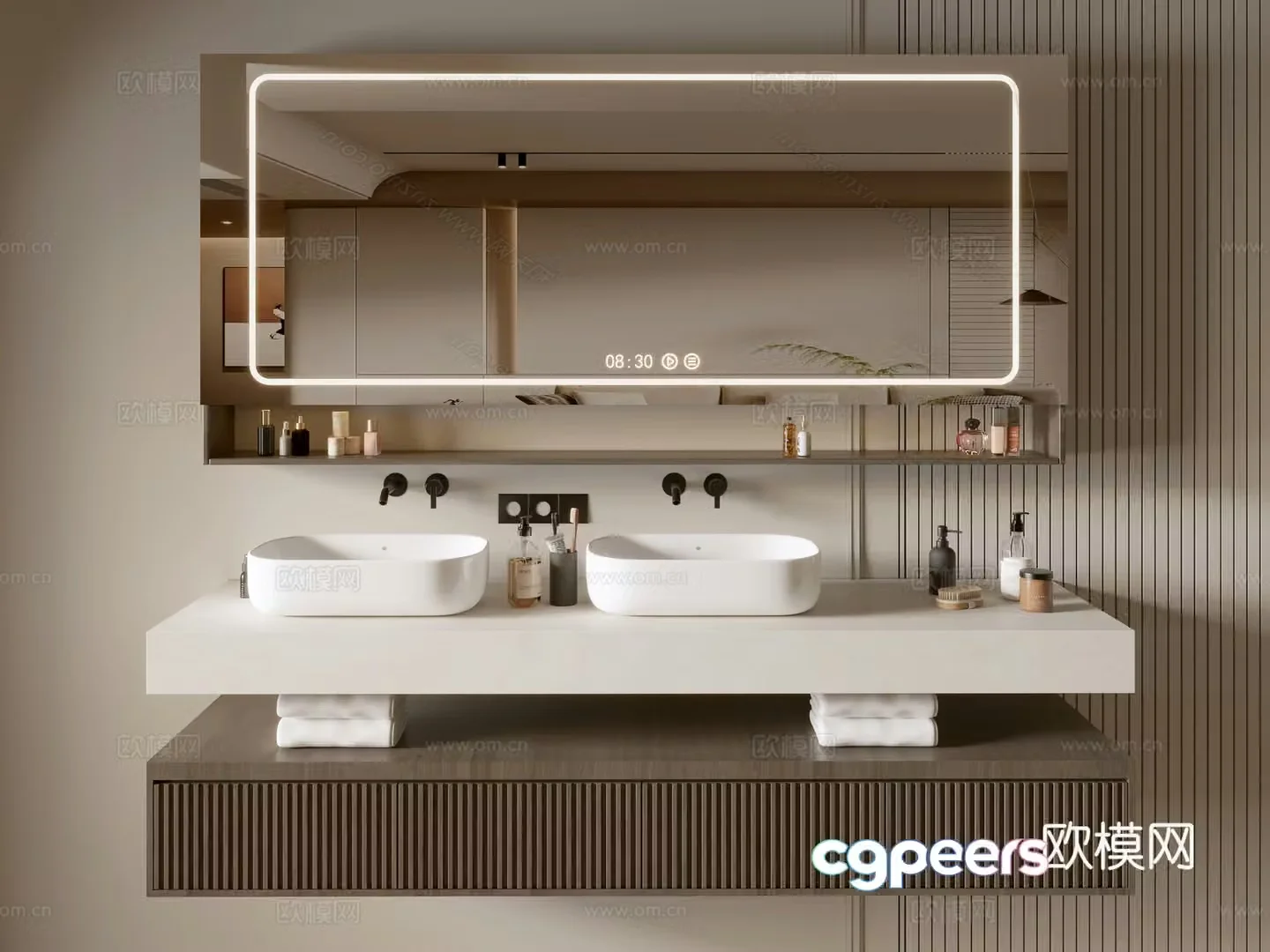 Modern bathroom cabinet bathroom basin bathroom ornaments mirror cabinet sink 3d model