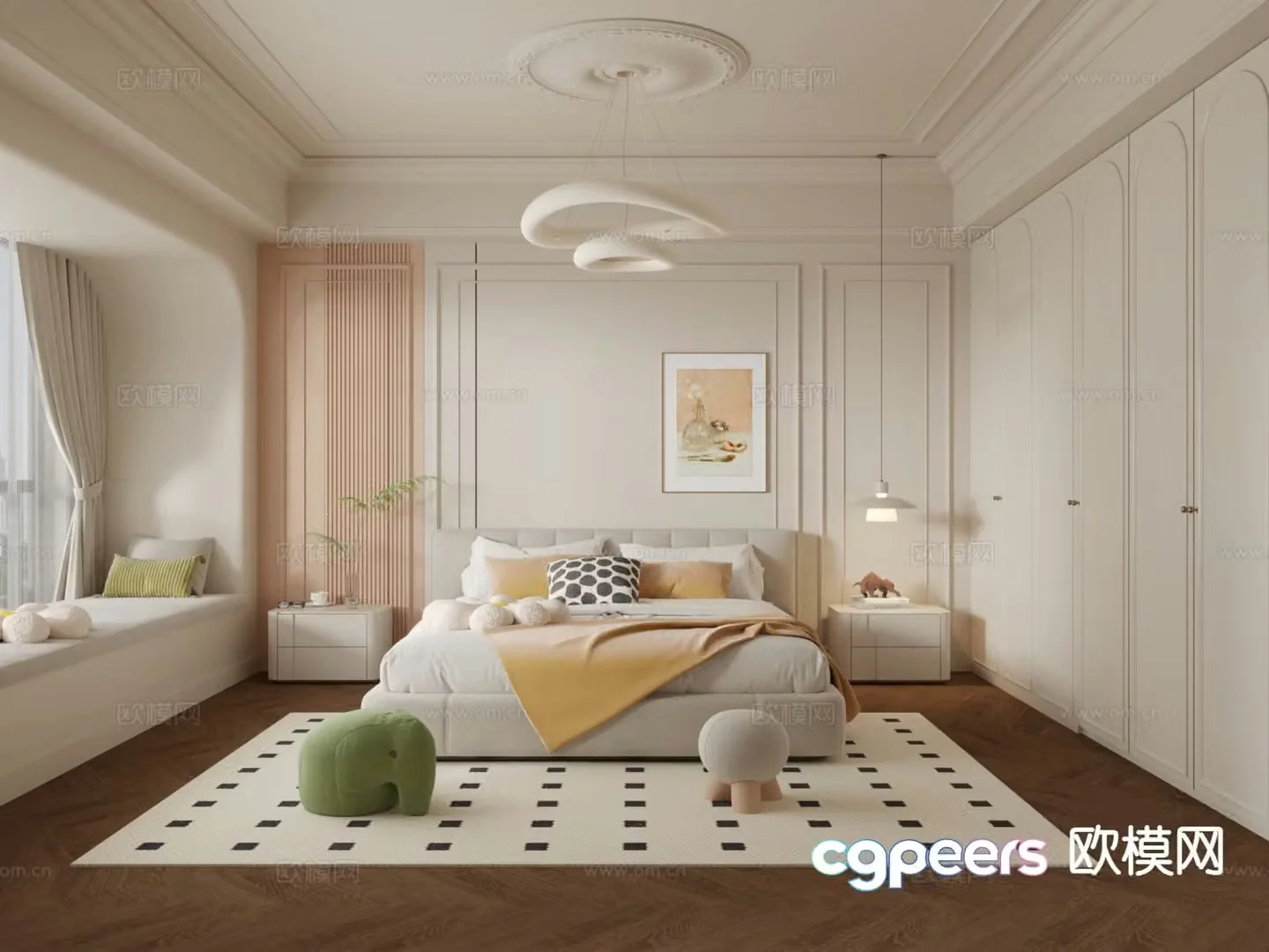 Cream style bedroom master bedroom 3d model