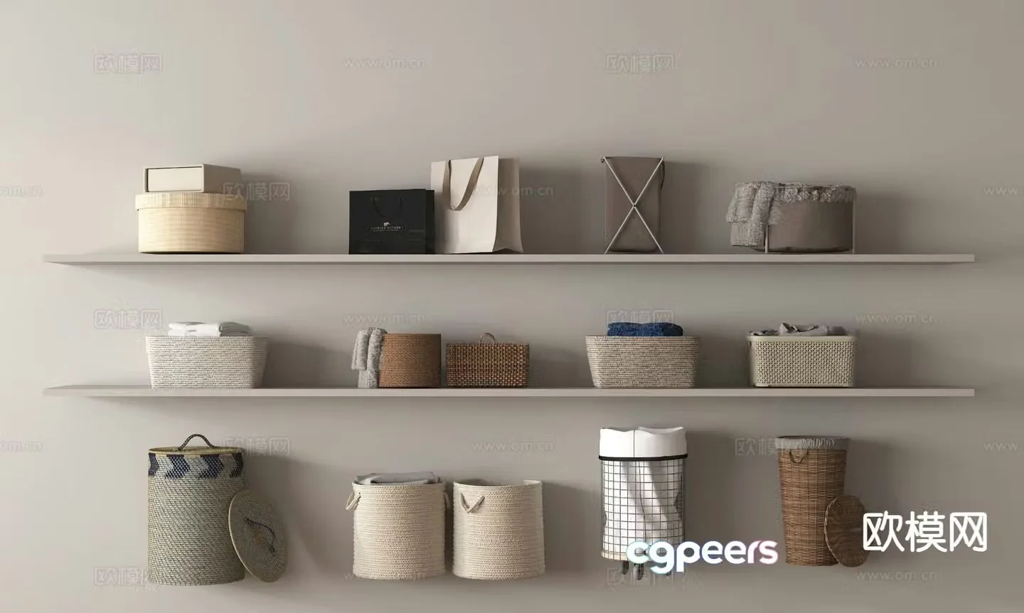 Daily necessities trash can storage box daily necessities clothes basket 3D model