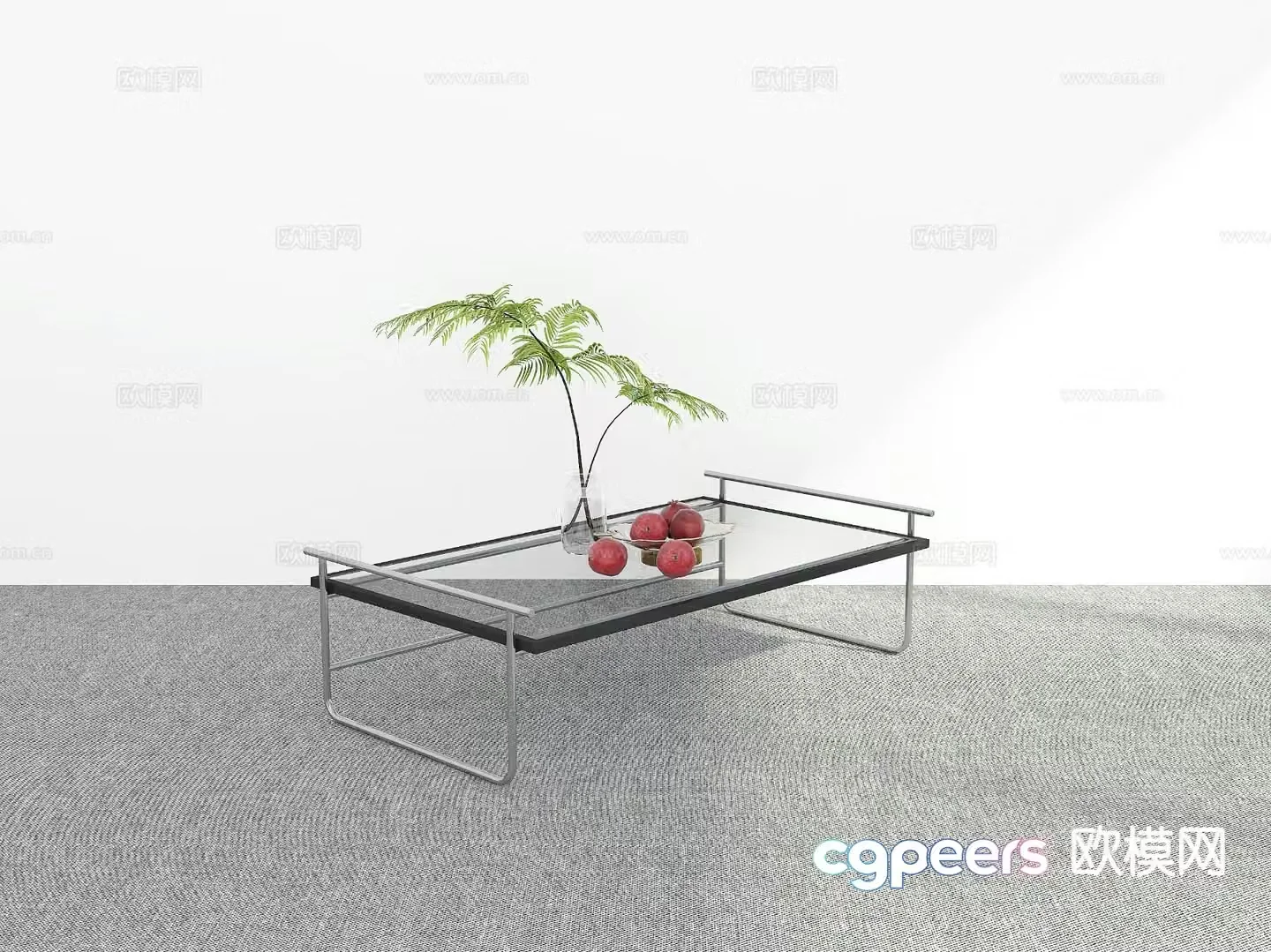 Glass coffee table square coffee table 3d model