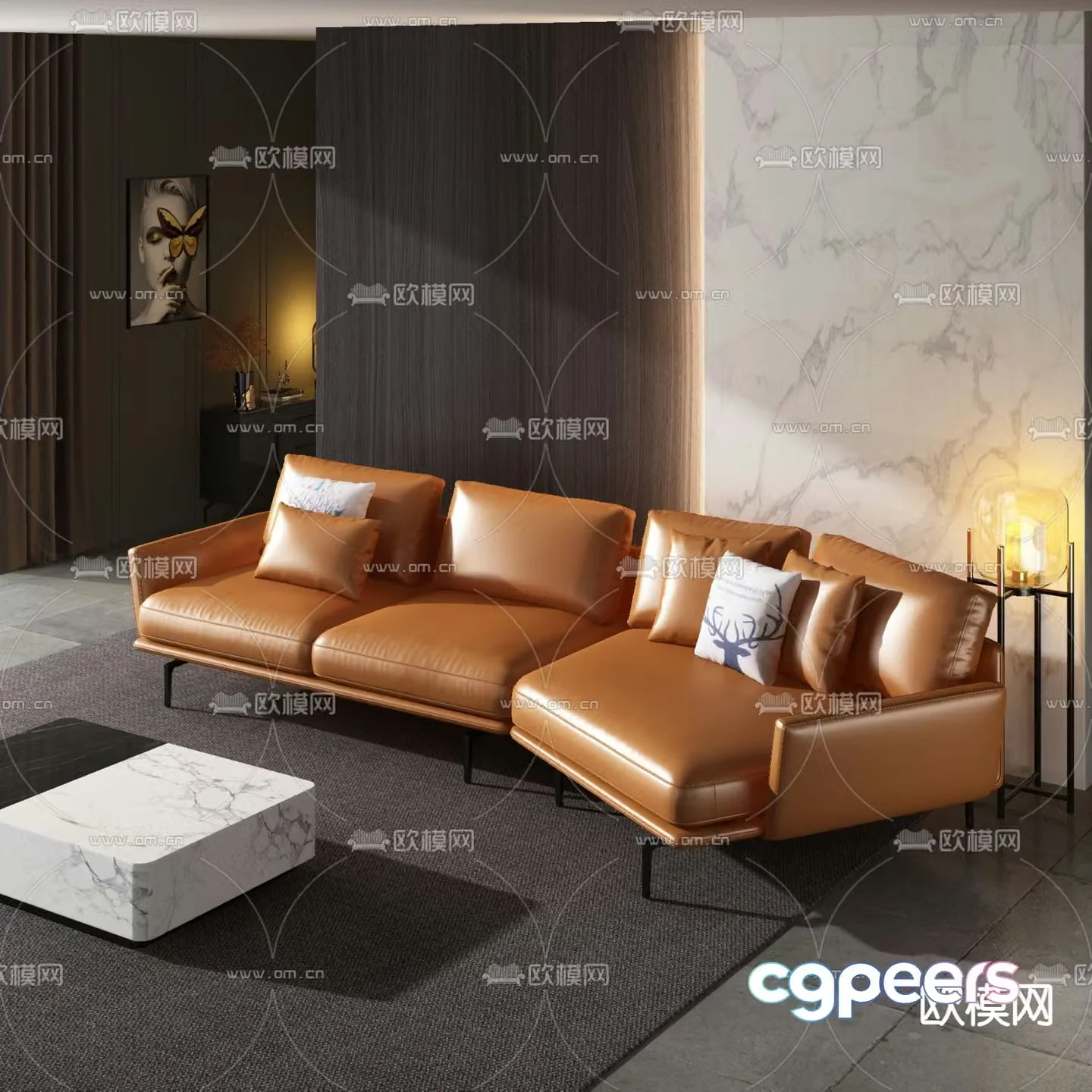 Modern multi-seater sofa 3d model
