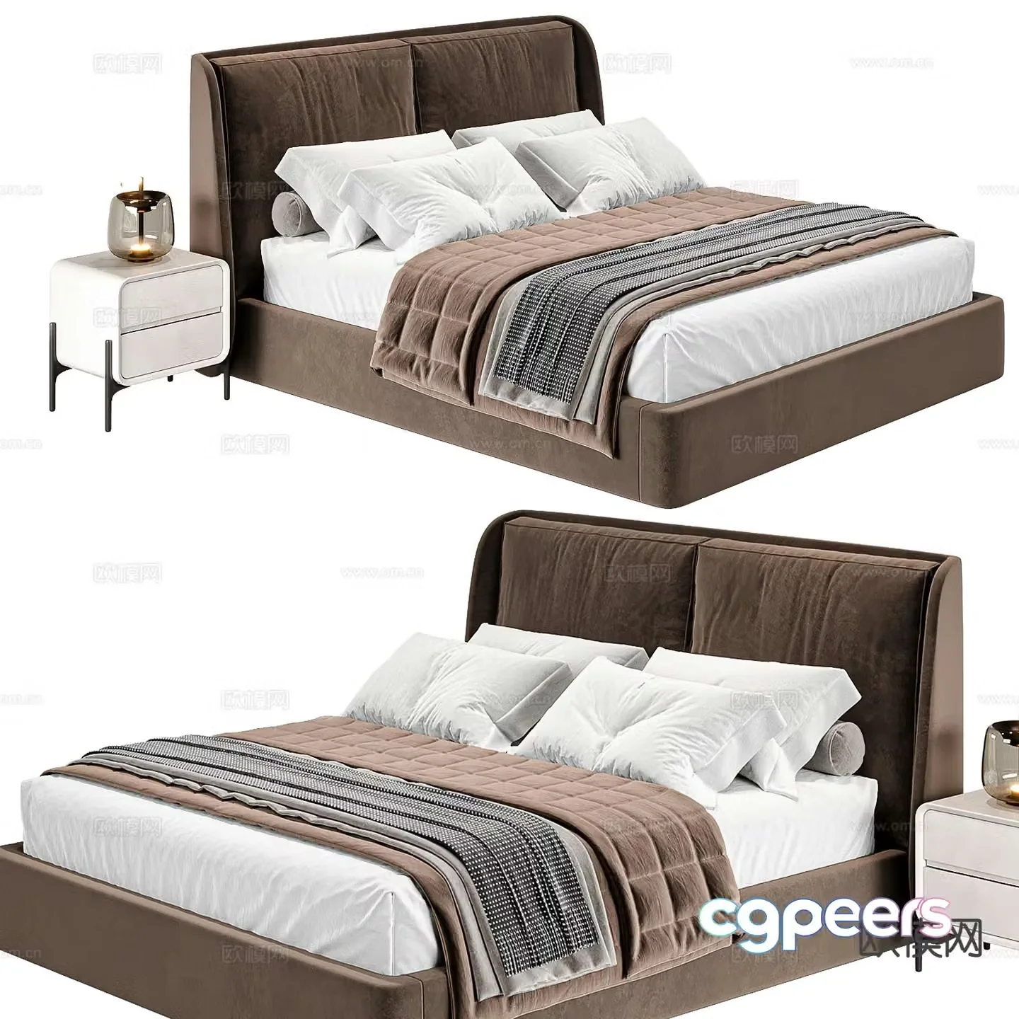 Modern double bed 3d model