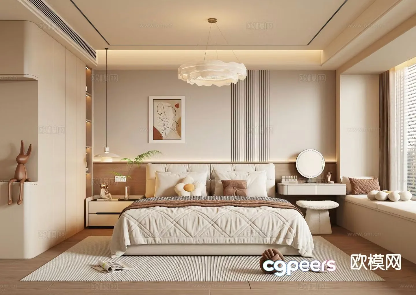 Cream style bedroom master bedroom 3d model
