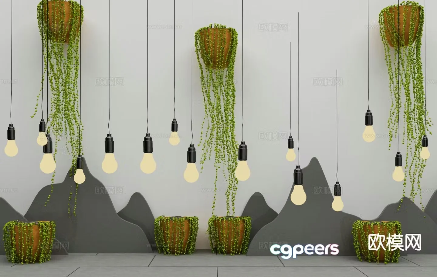 Modern light bulb small chandelier 3d model