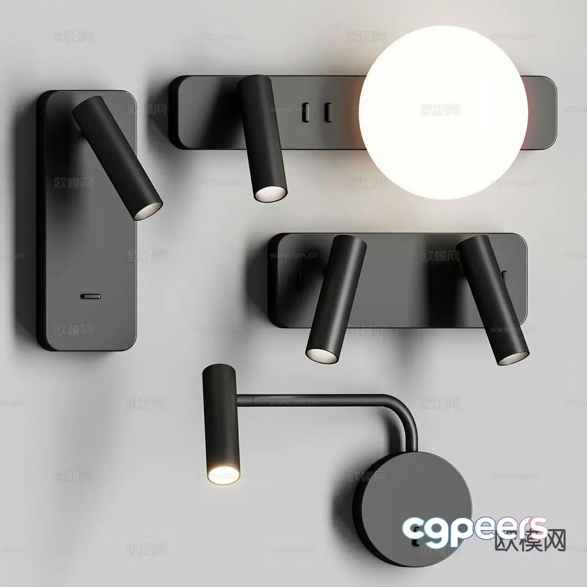 Bedside wall lamp reading wall lamp 3d model