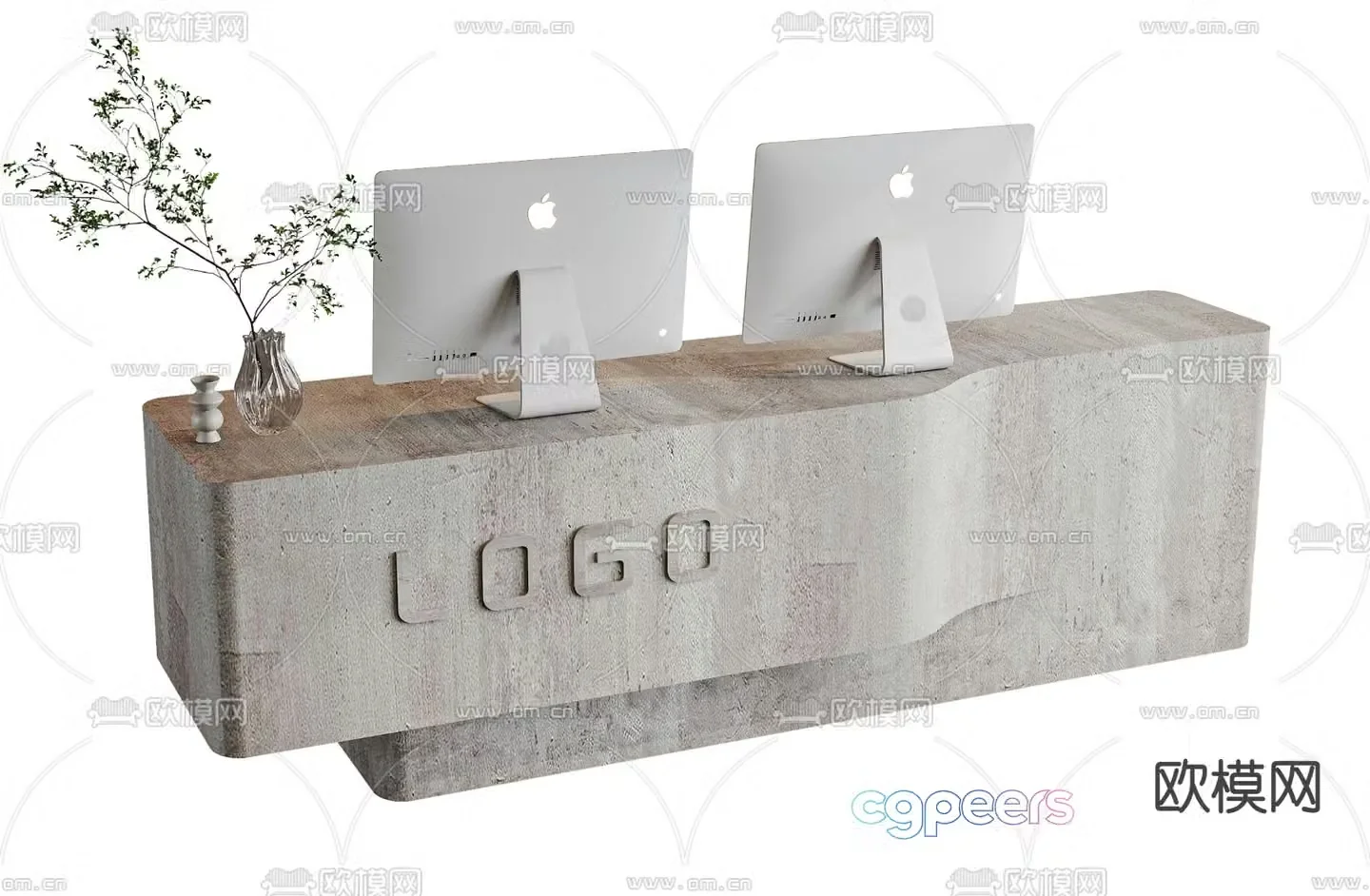 wabi-sabi front desk reception desk service desk 3d model