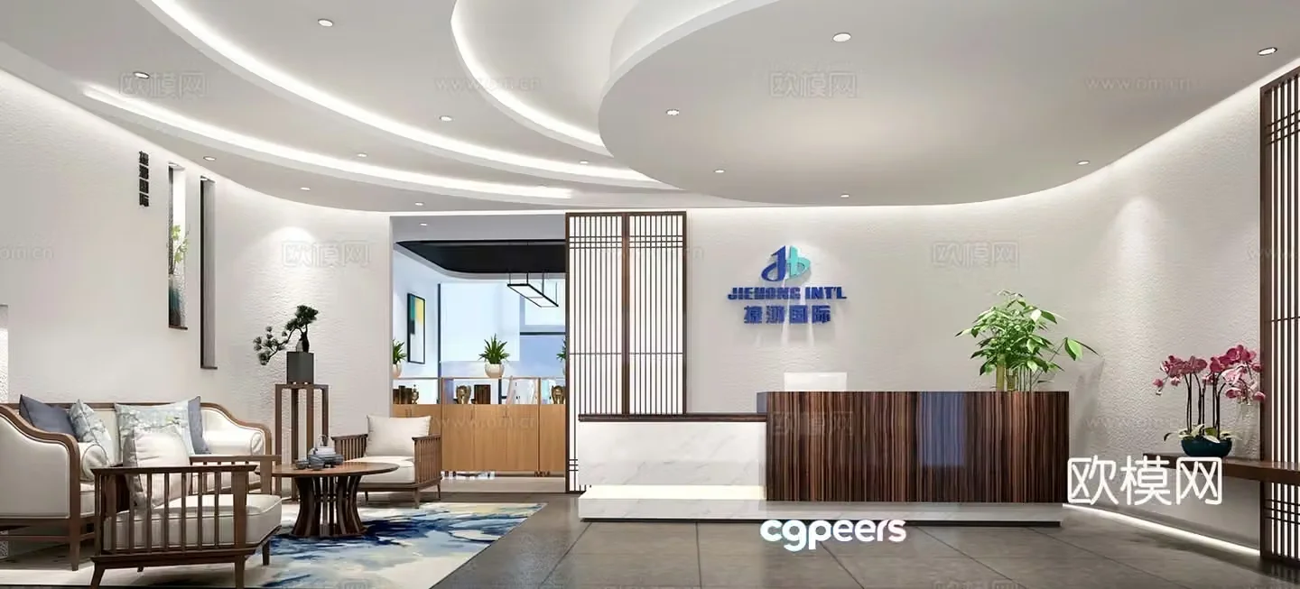 Company front desk reception 3d model