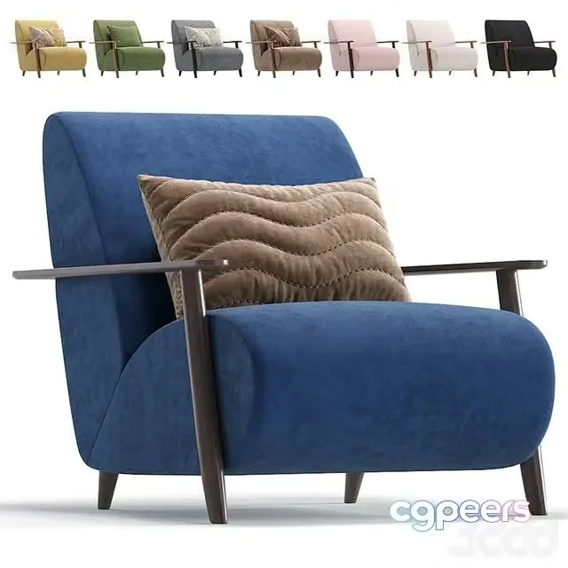 3ds Max Free – Armchair Marthan Beige Velvet By Barcelona Design 8 Colors Version