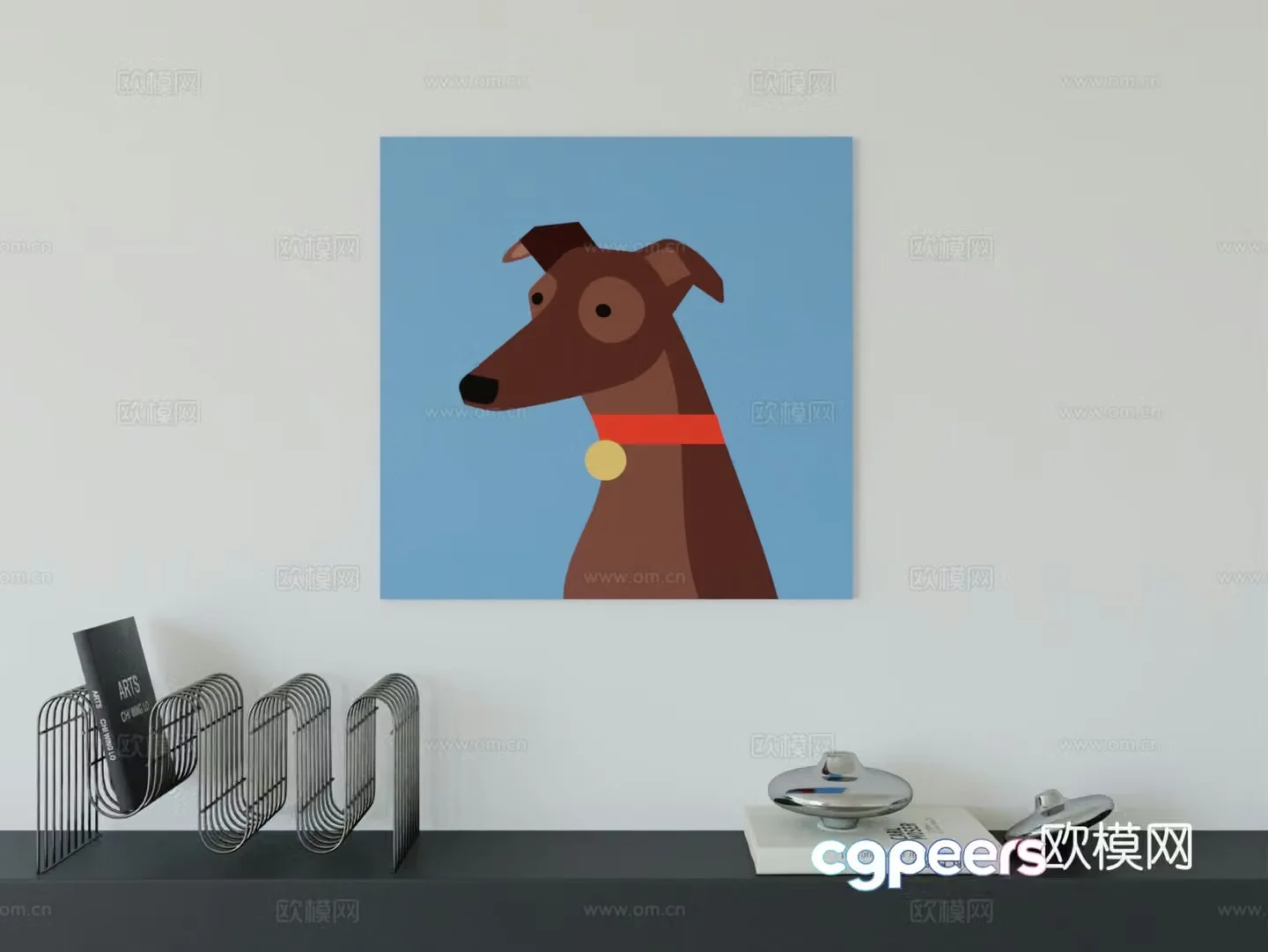 Modern minimalist cute cartoon character boy room girl room hanging painting 3d model