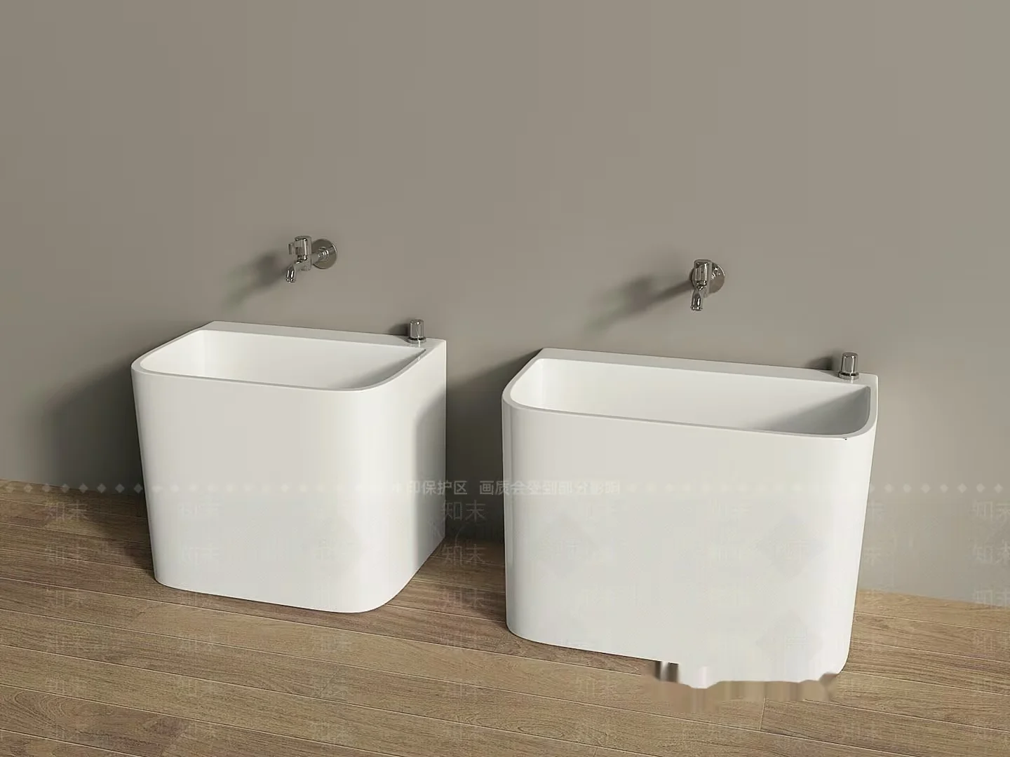 Two White Sinks 3D Model – 18157 – VRAY Render