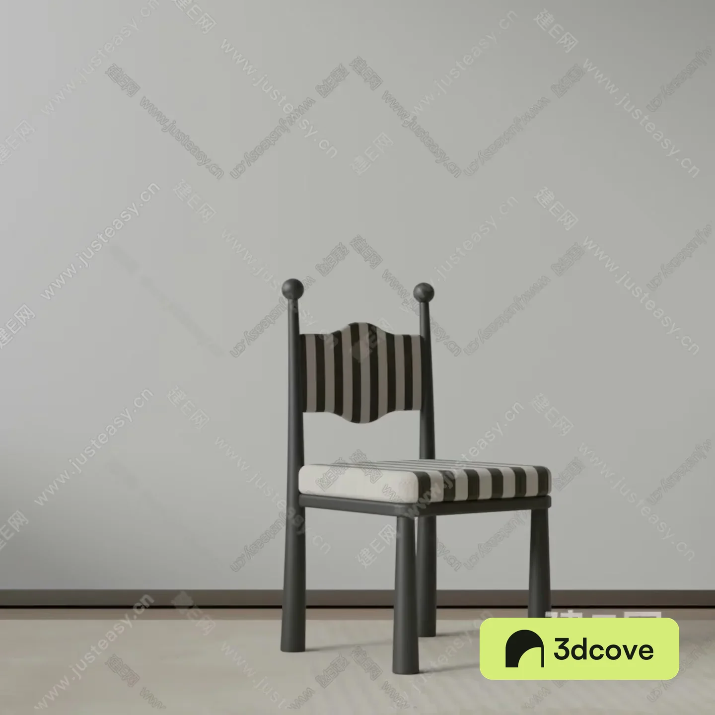 A Black And White Striped Chair