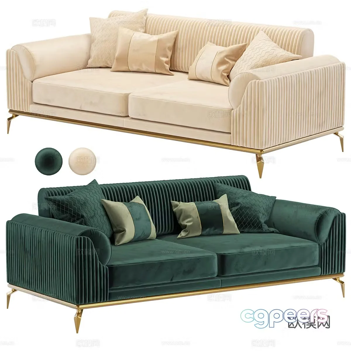 Modern light luxury double fabric casual sofa 3D model