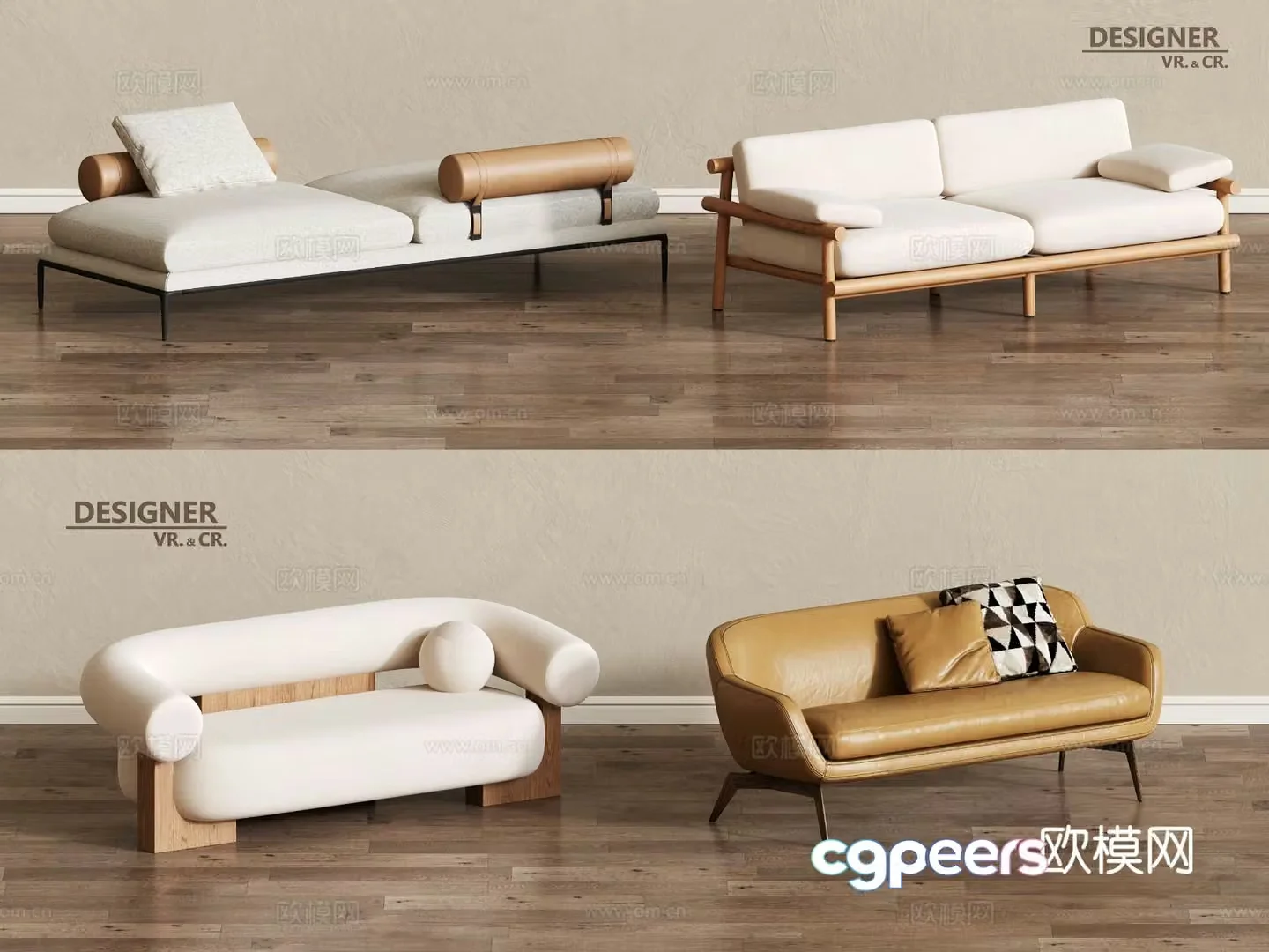 Double sofa upholstered sofa 3d model