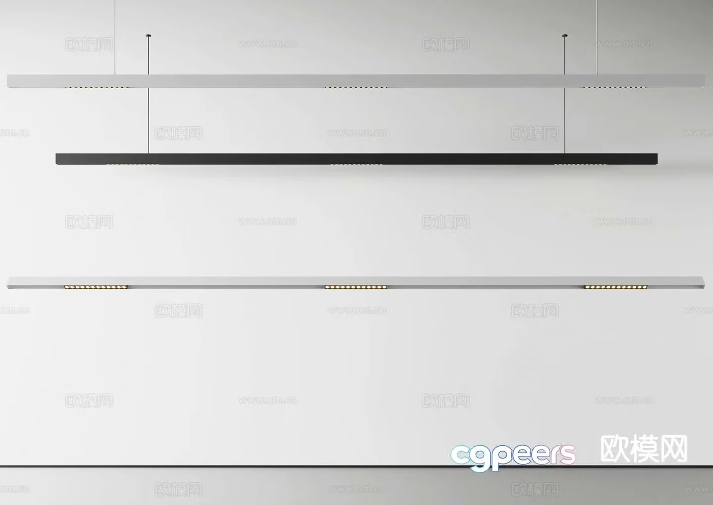 Minimalist long chandelier strip chandelier 3d model