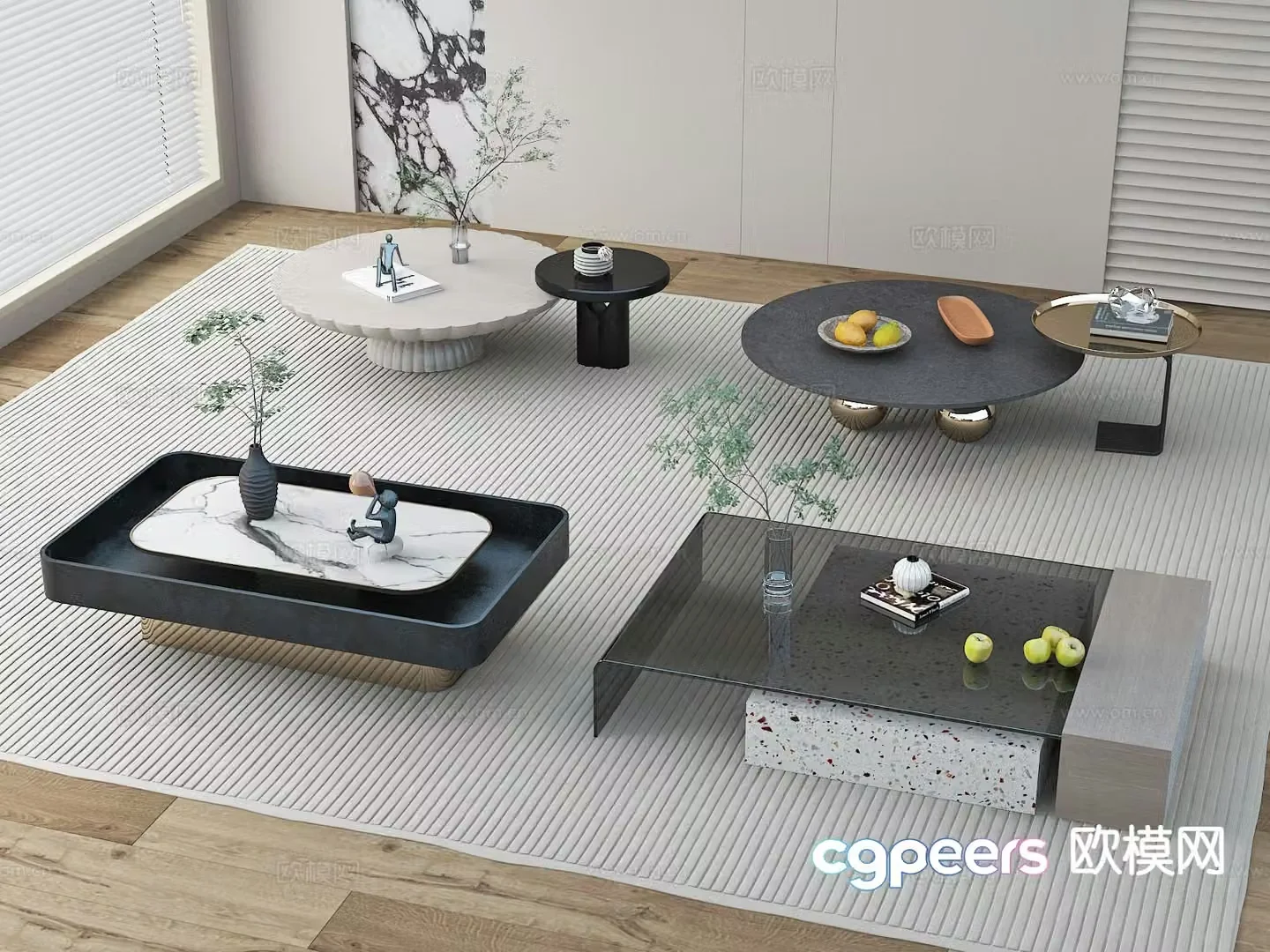 Modern double coffee table 3d model