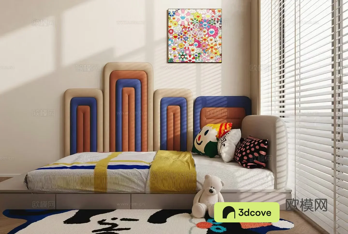 Modern children’s room children’s bed decorative painting