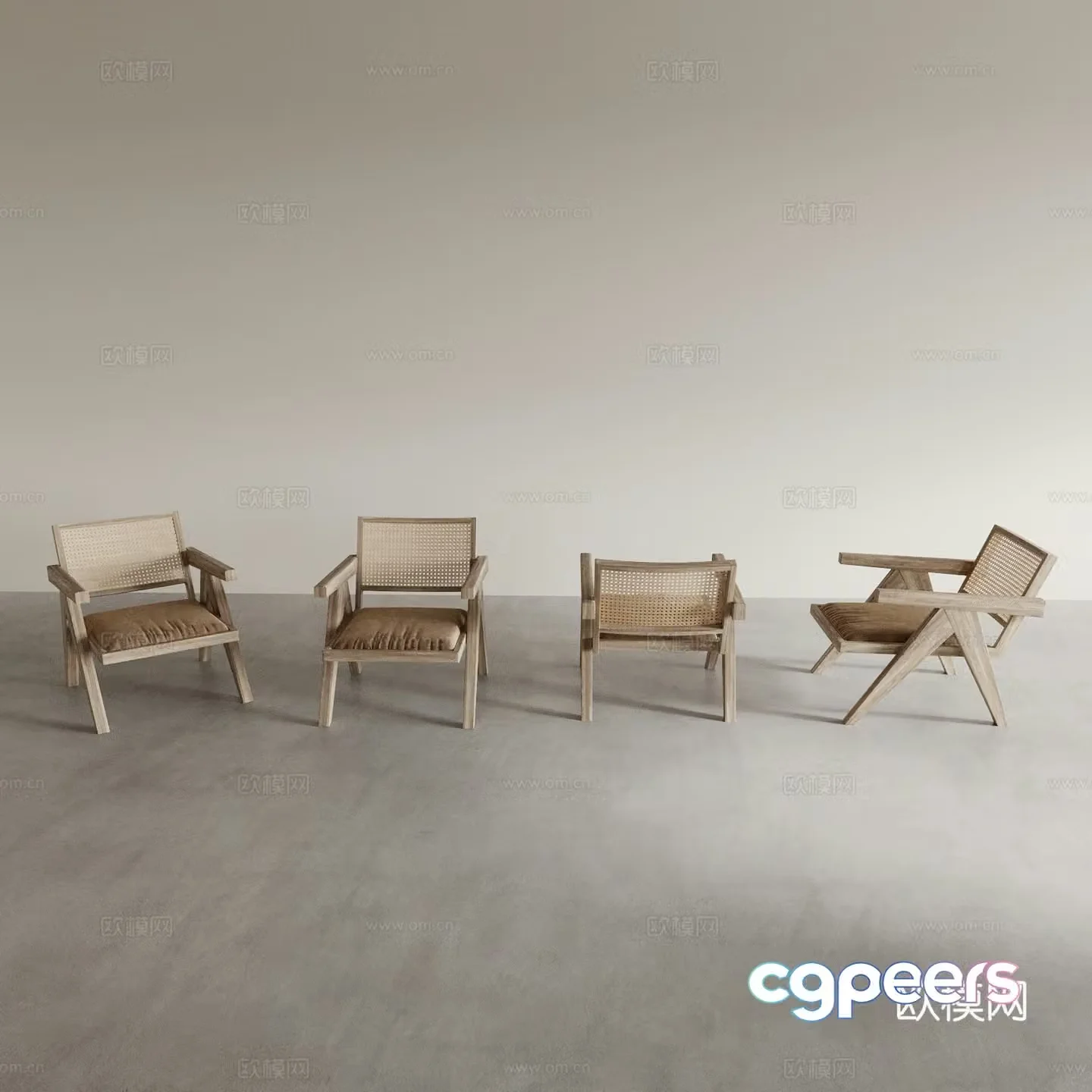 Log style leisure chair armchair back chair 3d model