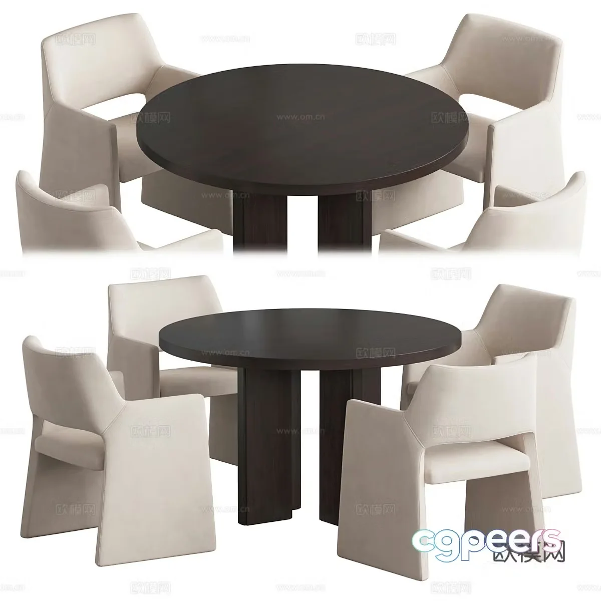 Dining table and chair combination 3D model
