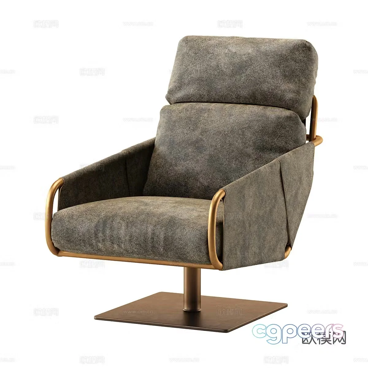 Modern Italian light luxury fabric office chair 3D model