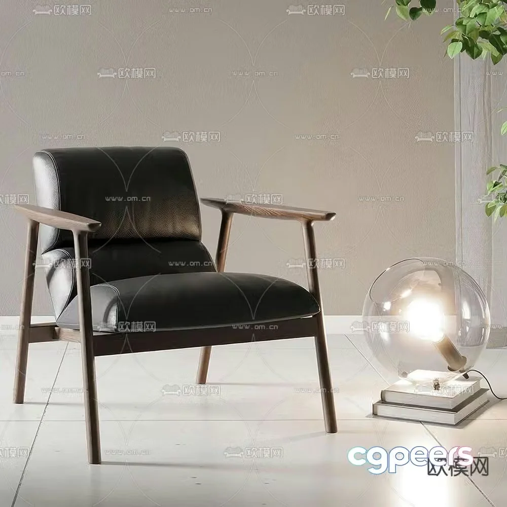 Nunc leather sofa chair lounge chair armchair 3d model