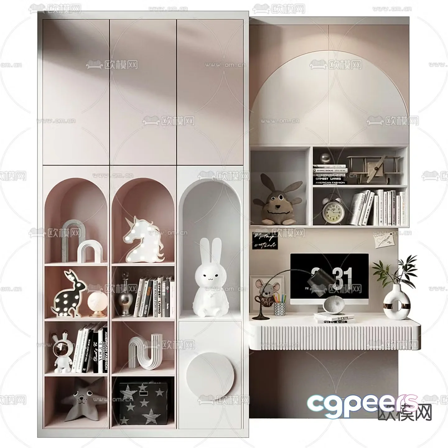 Children’s bookcase toy cabinet 3d model