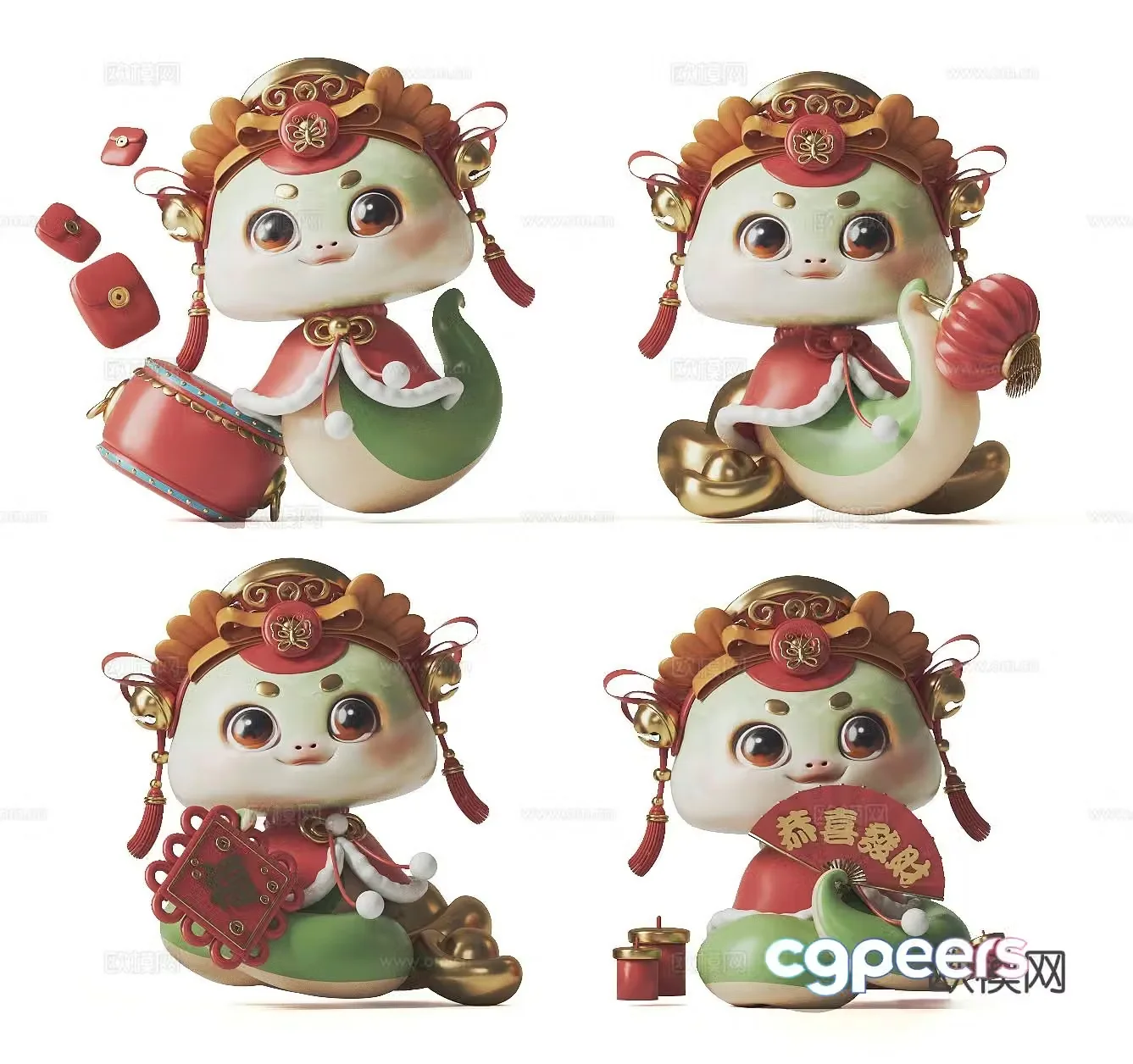 Modern Year of the Snake sculpture mascot ornament 3D model