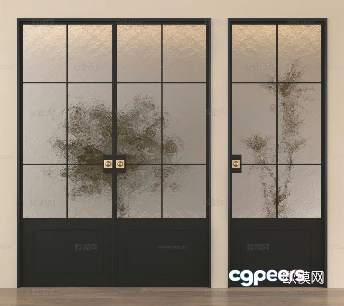Double-open door Single-open door Kitchen and bathroom door Glass door 3D model