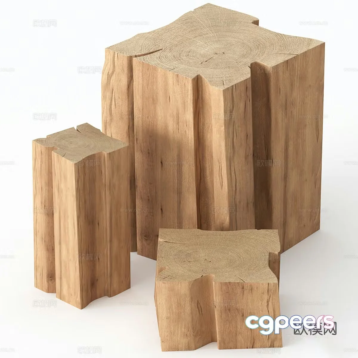 New Chinese style wasabi wooden bench 3D model