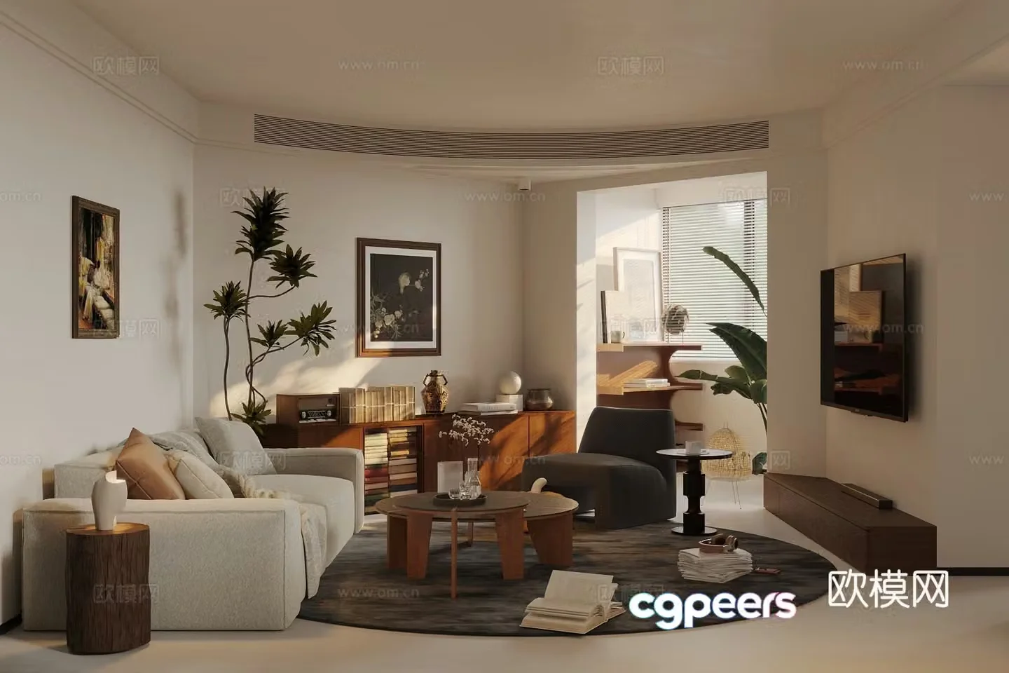 Middle-aged living room 3d model